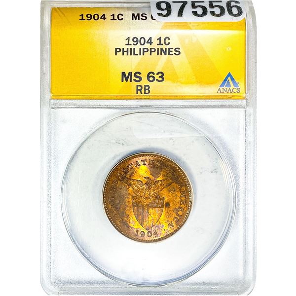 1904 1C Phillipines ANACS MS63 RB