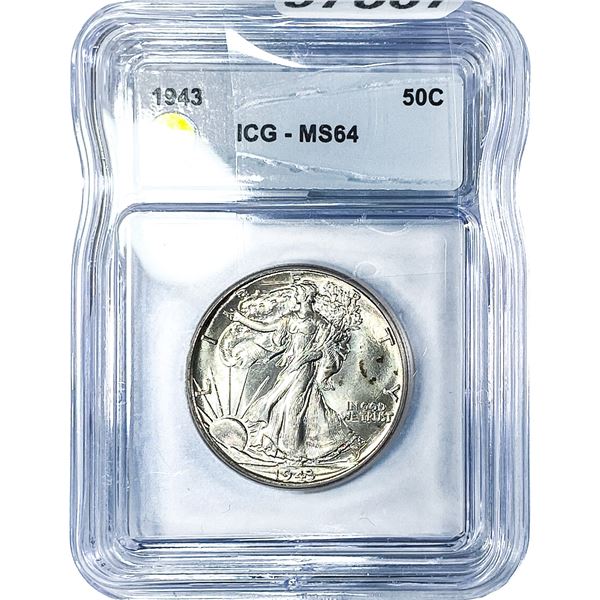 1943 Walking Liberty Half Dollar ICG MS64