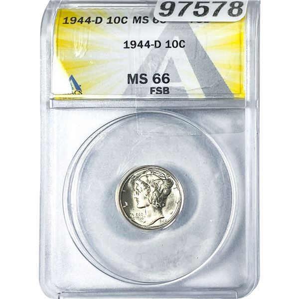 1944-D Mercury Silver Dime ANACS MS66 FSB