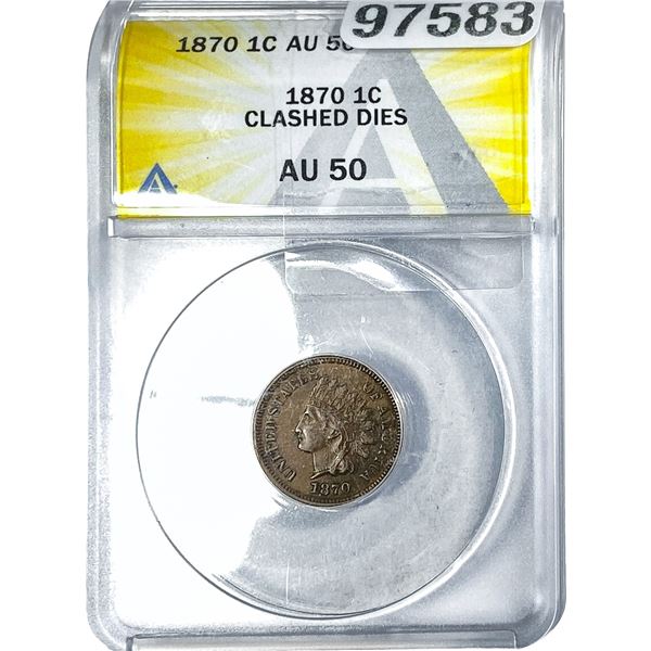 1870 Indian Head Cent ANACS AU50