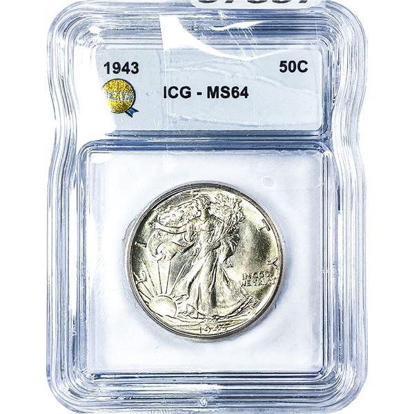 1943 Walking Liberty Half Dollar ICG MS64