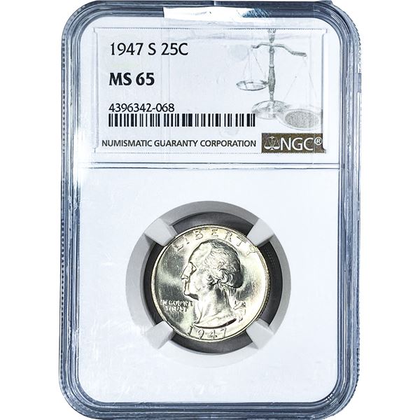 1947-S Washington Silver Quarter NGC MS65