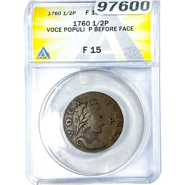 1760  1/2P Voce Populi P Before Face ANACS F15