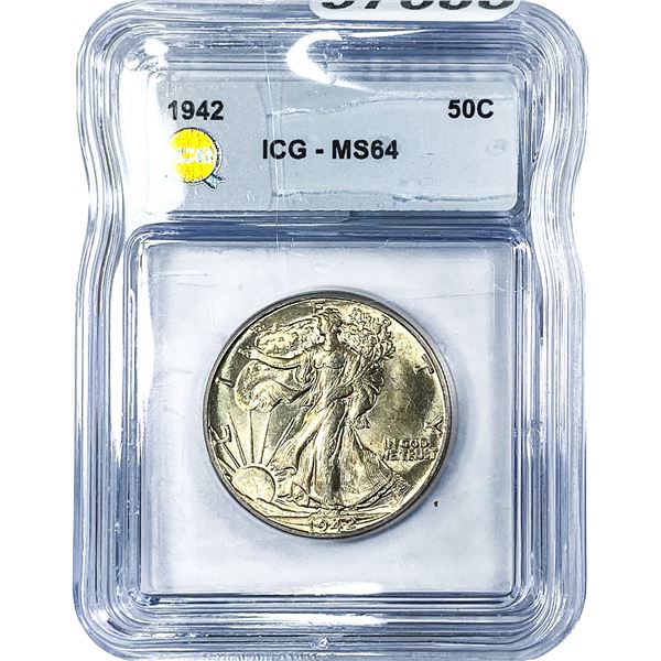 1942 Walking Liberty Half Dollar ICG MS64