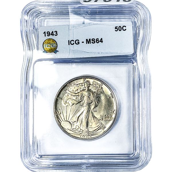 1943 Walking Liberty Half Dollar ICG MS64