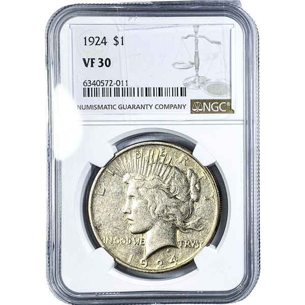 1924 Silver Peace Dollar NGC VF30