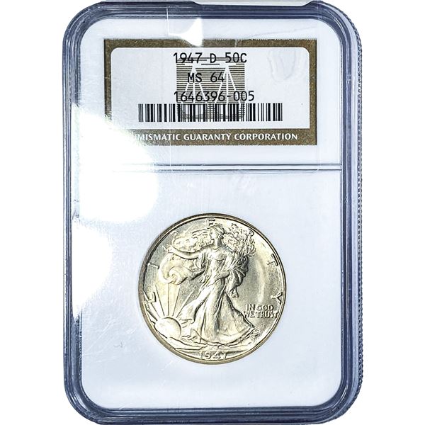 1947-D Walking Liberty Half Dollar NGC MS64