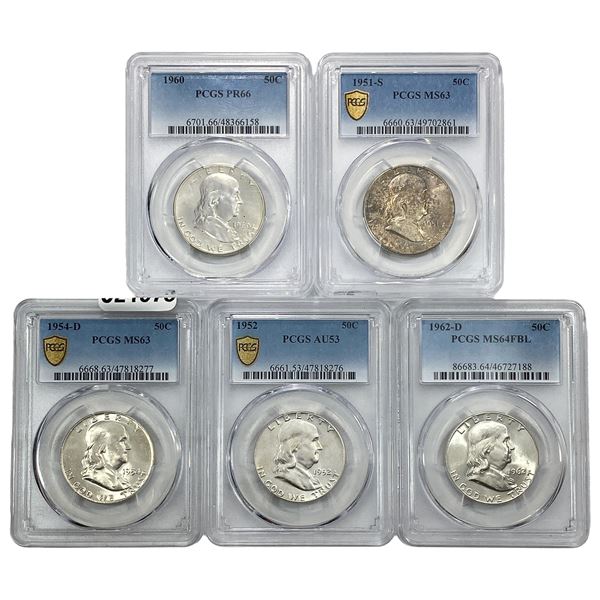 [5 Coins] 1951-1962 Franklin Half Dollar PCGS