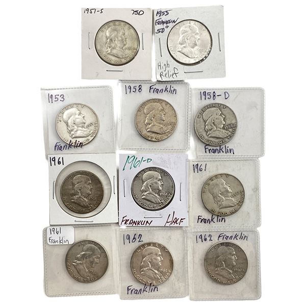 [11 Coins] 1951-1962 Franklin Half Dollar