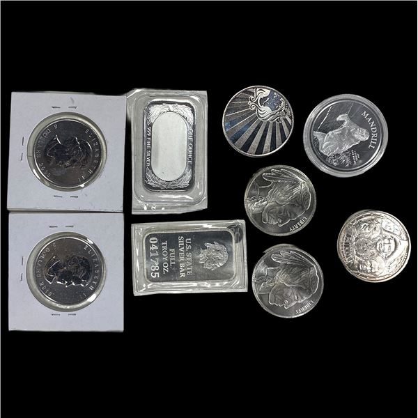 7 Silver Coins 1 oz & 2 Silver Bars 1 oz