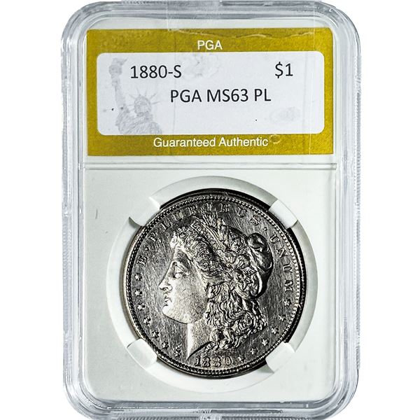 1880-S Morgan Silver Dollar PGA MS63 PL