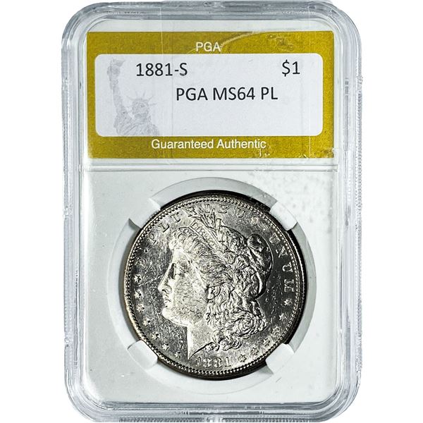 1881-S Morgan Silver Dollar PGA MS64 PL