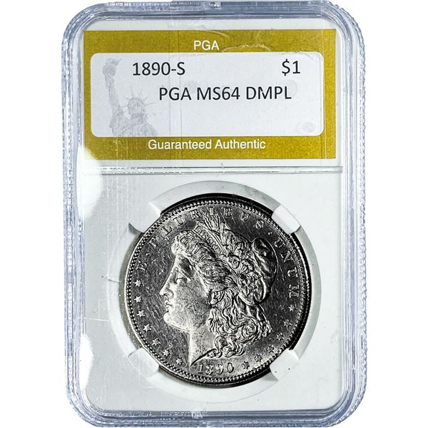 1890-S Morgan Silver Dollar PGA MS64 DMPL