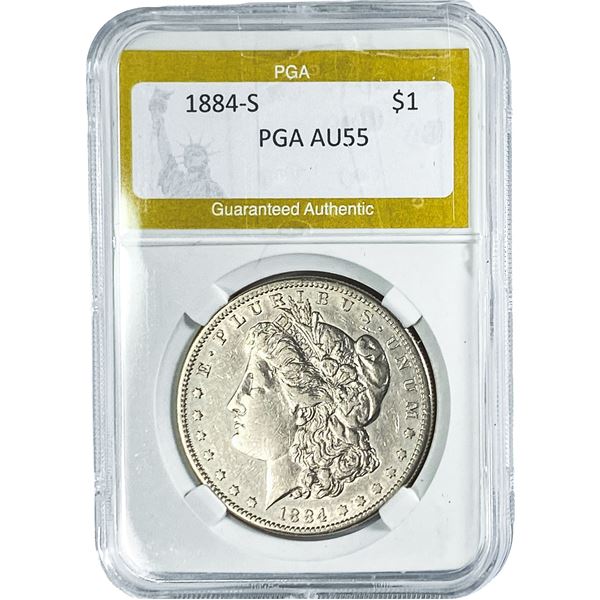 1884-S Morgan Silver Dollar PGA AU55
