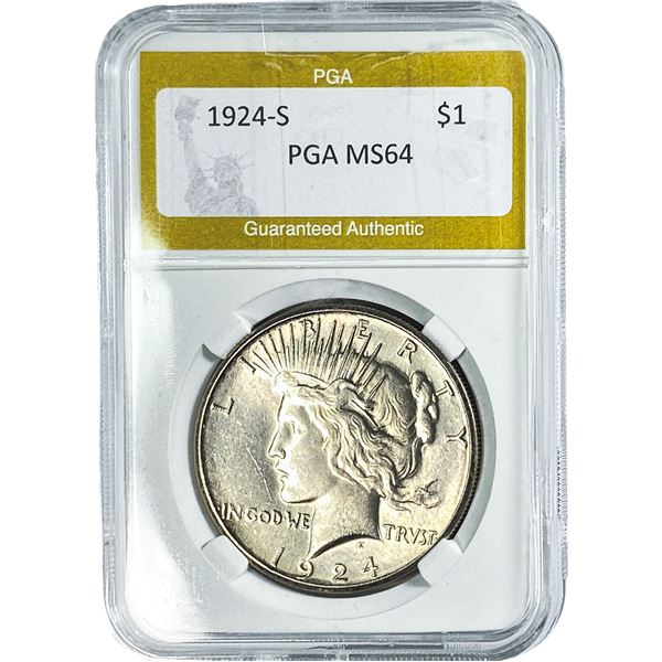 1924-S Silver Peace Dollar PGA MS64