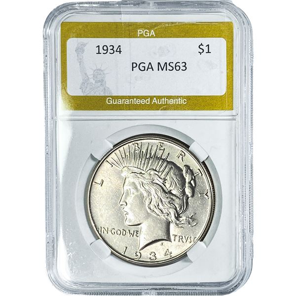 1934 Silver Peace Dollar PGA MS63