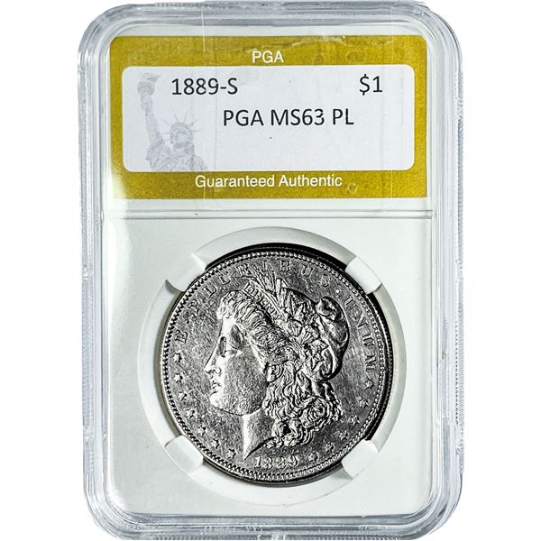 1889-S Morgan Silver Dollar PGA MS63 PL