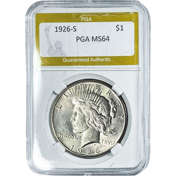 1926-S Silver Peace Dollar PGA MS64