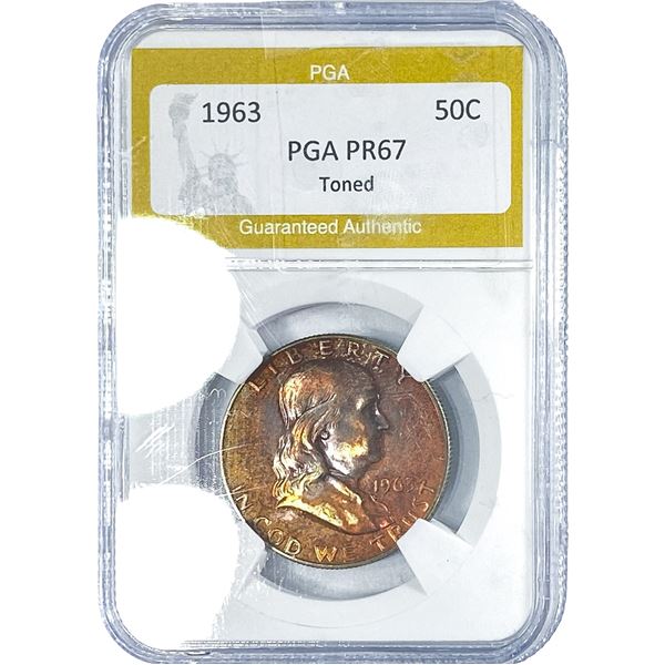 1963 Franklin Half Dollar PGA PR67 Toned