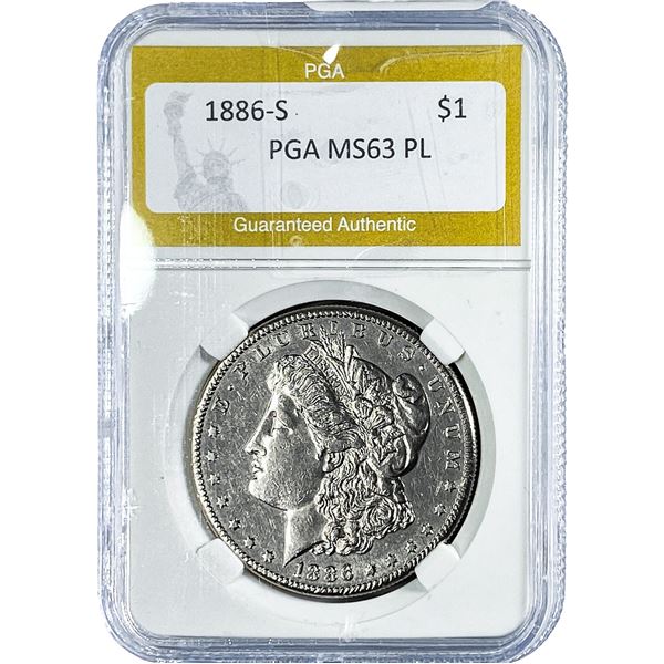 1886-S Morgan Silver Dollar PGA MS63 PL
