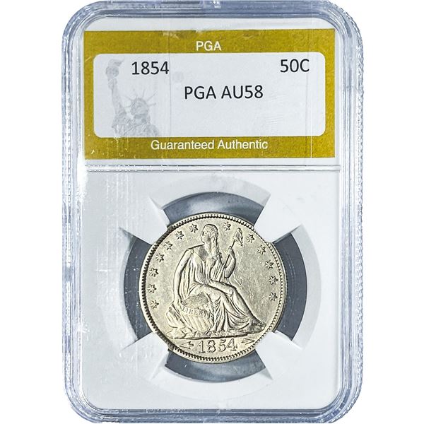 1854 Seated Liberty Half Dollar PGA AU58