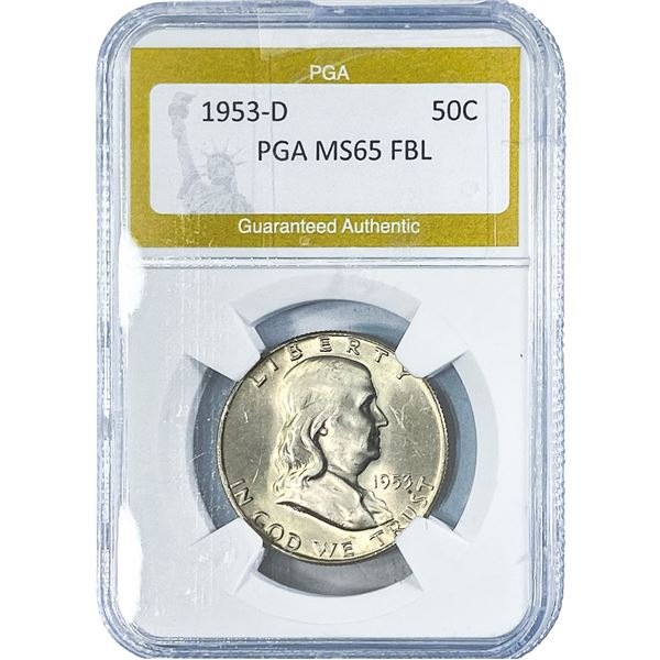 1953-D Franklin Half Dollar PGA MS65 FBL