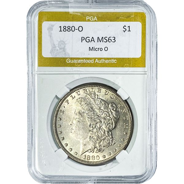 1880-O Morgan Silver Dollar PGA MS63 Micro O