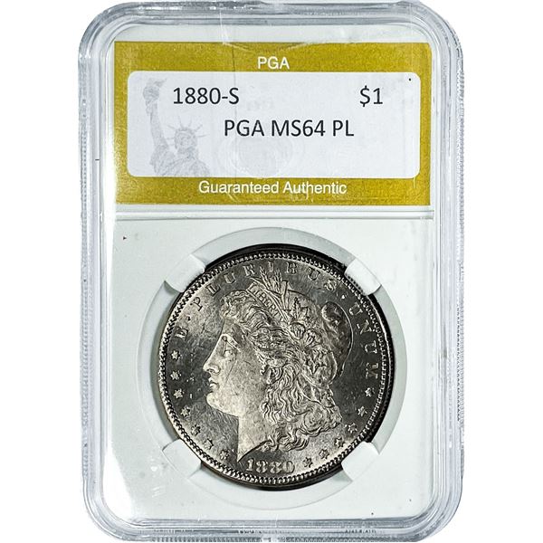 1880-S Morgan Silver Dollar PGA MS64 PL