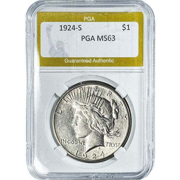 1924-S Silver Peace Dollar PGA MS63