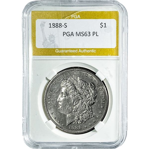 1888-S Morgan Silver Dollar PGA MS63 PL