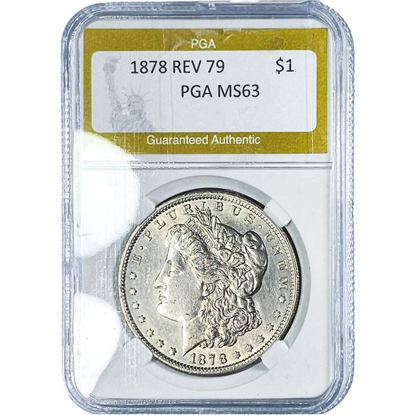 1878 Rev 79 Morgan Silver Dollar PGA MS63