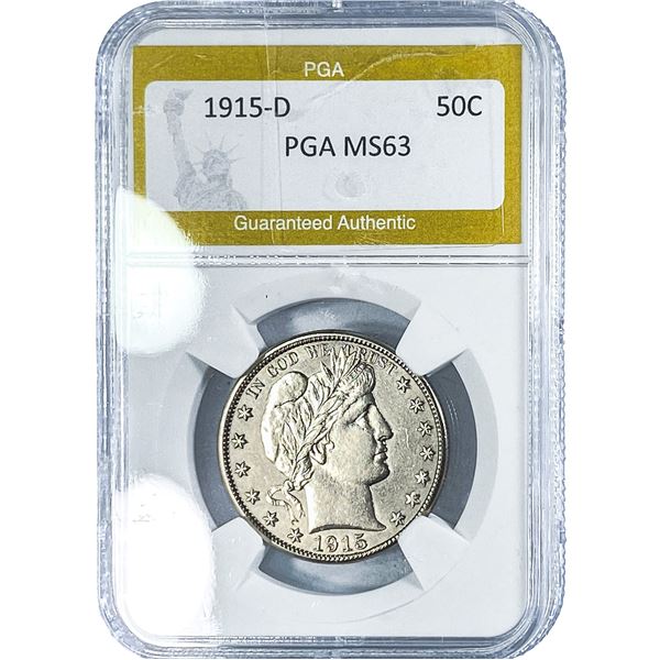 1915-D Barber Half Dollar PGA MS63