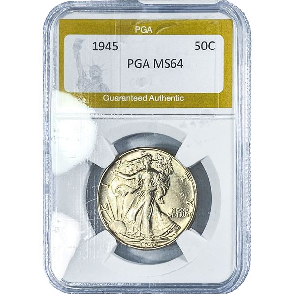 1945 Walking Liberty Half Dollar PGA MS64