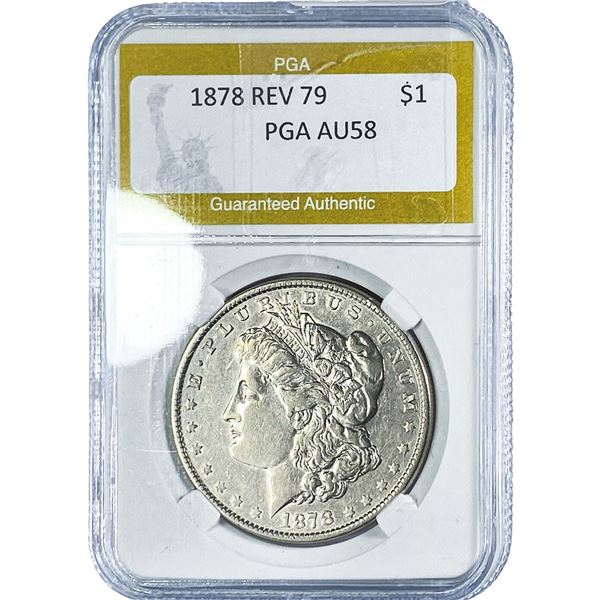 1878 Rev 79 Morgan Silver Dollar PGA AU58