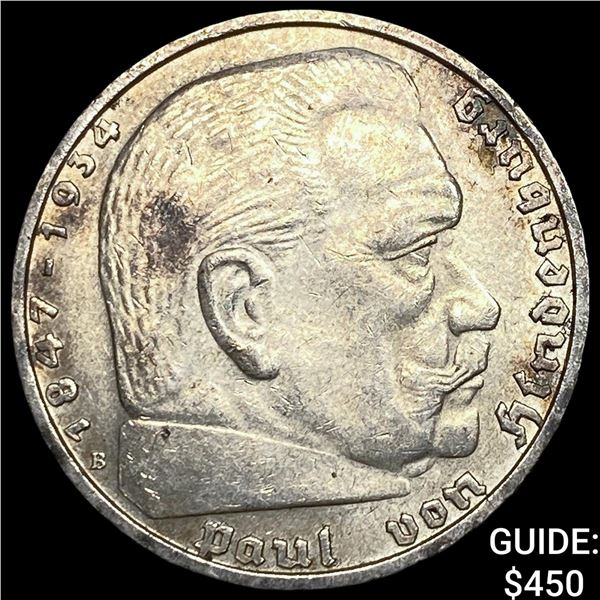 1939-B Germany Silver 5 Reichsmark CHOICE BU