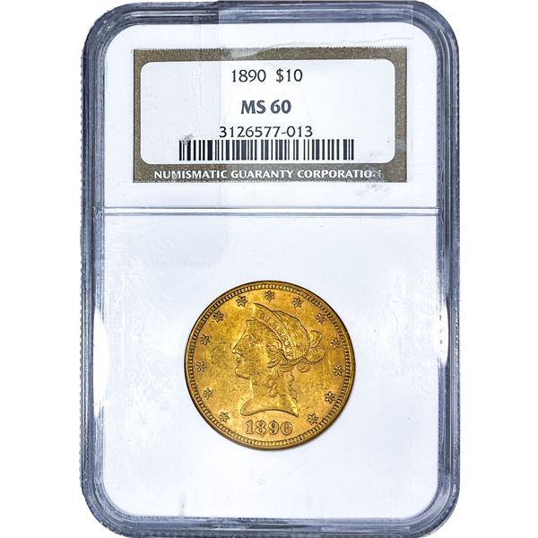 1890 $10 Gold Eagle NGC MS60