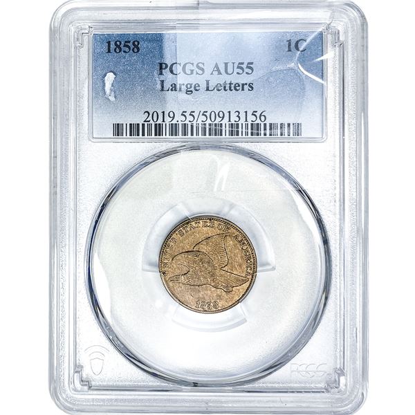 1858 Flying Eagle Cent PCGS AU55 Large Letters
