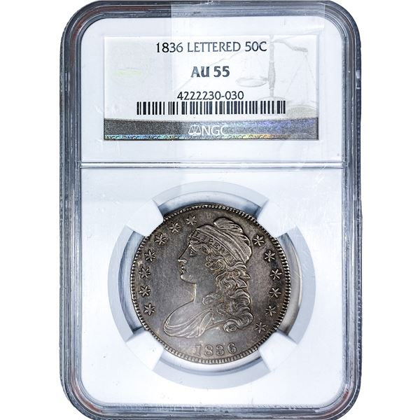 1836 Capped Bust Half Dollar NGC AU55 Lettered
