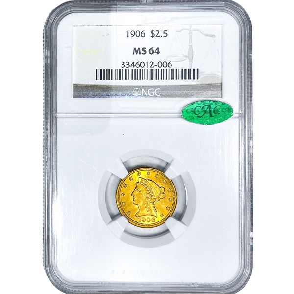 1906 $2.50 Gold Quarter Eagle NGC MS64