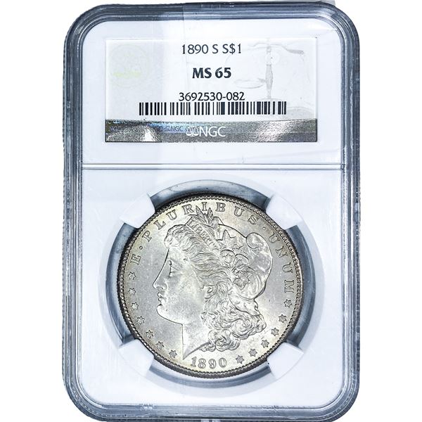 1890-S Morgan Silver Dollar NGC MS65