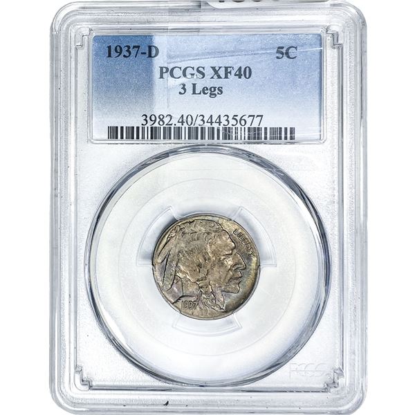 1937-D Buffalo Nickel PCGS XF40 3 Legs