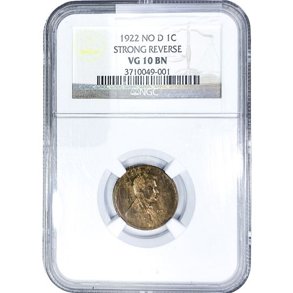 1922 No D Wheat Cent NGC VG10 BN