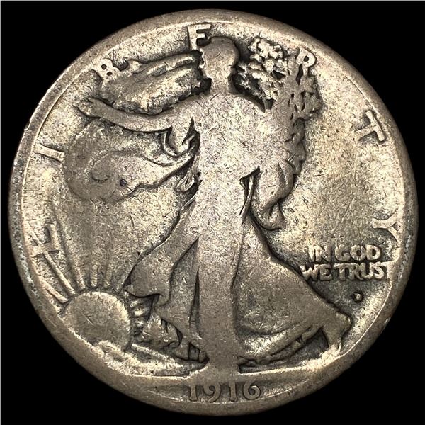 1916-D Silver Walking Liberty Half Dollar  LIGHTLY CIRCULATED
