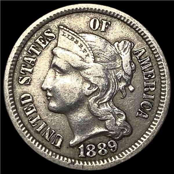 1889 Nickel Three-Cent Piece LIGHTLY  CIRCULATED
