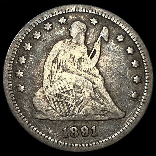 1891 Silver Quarter Dollar (Seated Liberty)  LIGHTLY CIRCULATED