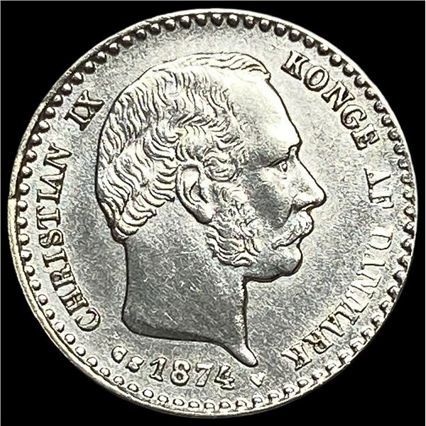 1874 Denmark Silver 10 ÃƒÆ’Ã‹Å“re UNCIRCULATED
