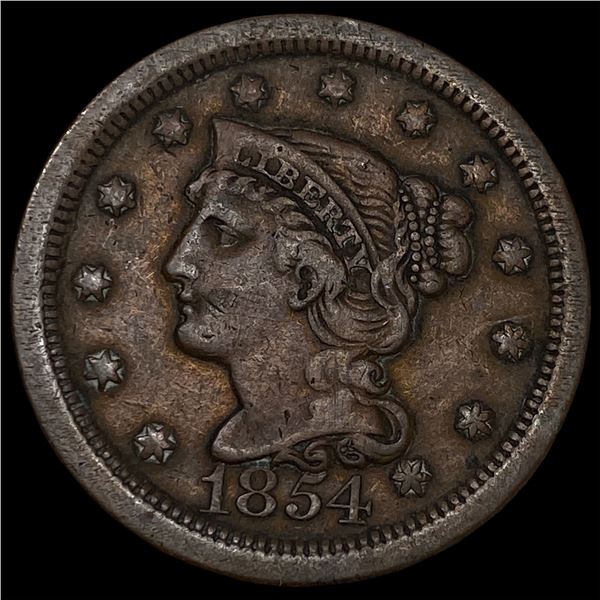 1854 Braided Hair Large Cent NEARLY  UNCIRCULATED