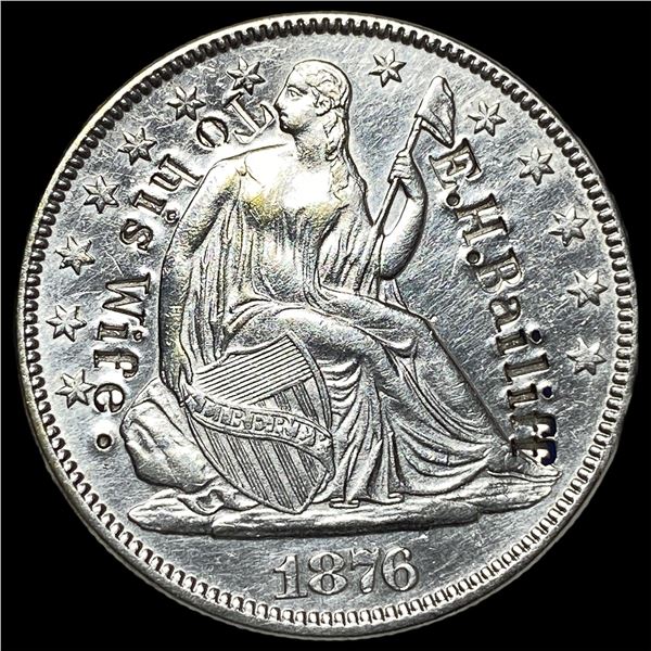 1876 Seated Liberty Half Dollar  (Counterstamped) UNCIRCULATED