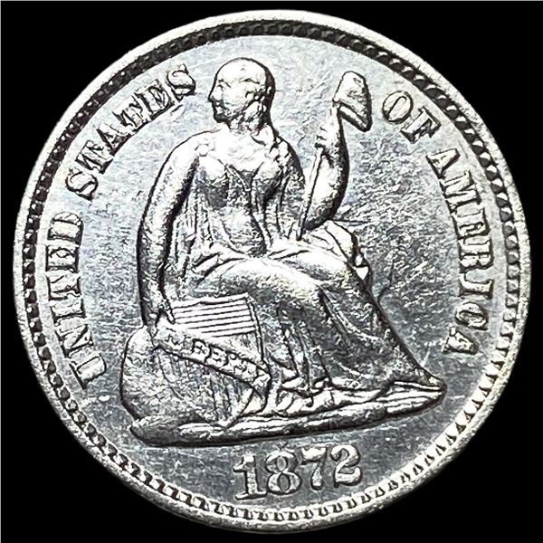 1872 Seated Liberty Silver Half Dime CLOSELY  UNCIRCULATED