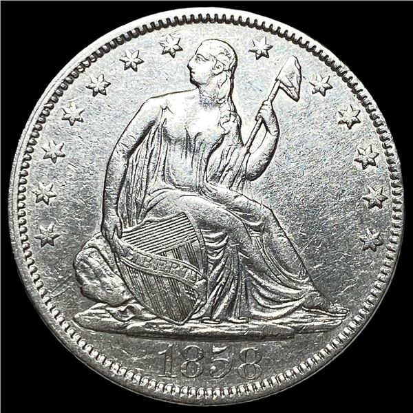 1858 Seated Liberty Half Dollar CLOSELY  UNCIRCULATED